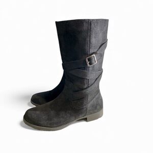 Lauren by Ralph Lauren Black Suede Leather Shelby Mid-Calf Boots – Women’s 7.5